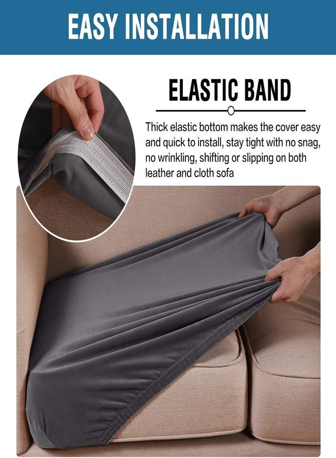 GERLNF Velvet Sectional Couch Cushion Cover Plush Chaise Cushion Slipcover for Chair Loveseat Sofa L Shape Separate Cushion Furniture Protector Seat Cushion Sofa Cover (1 Cushion Armchair,Grey) - Image 5